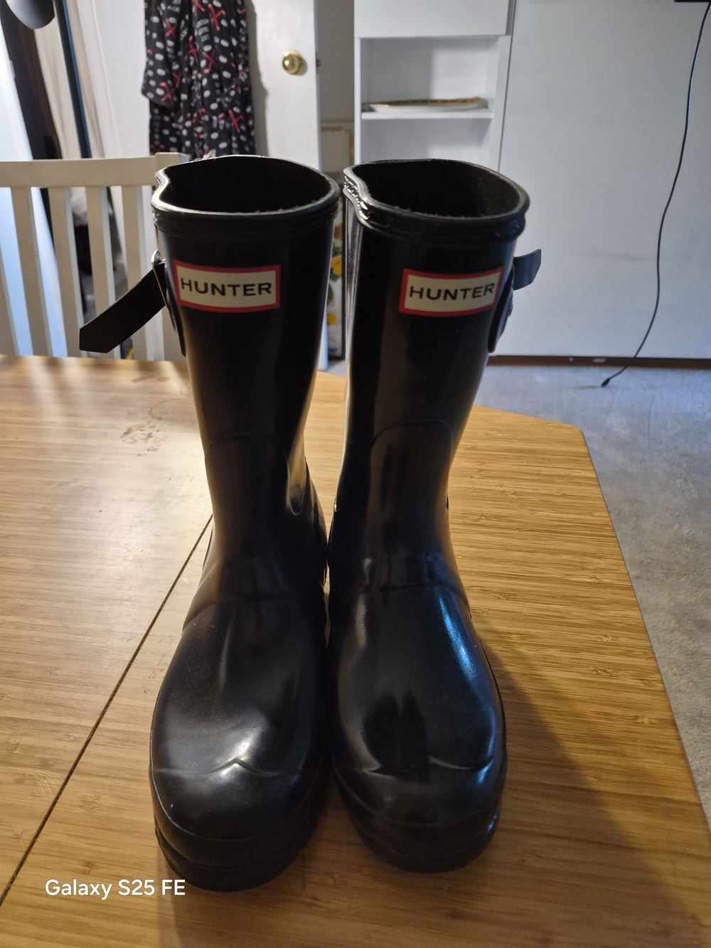Hunter Kids Black PVC Rain Boots with Logo Strap